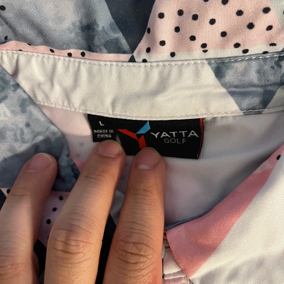 Yatta Golf Shirt Men's Large Multicolor geometric Polo Performance Stretch - Picture 3 of 4